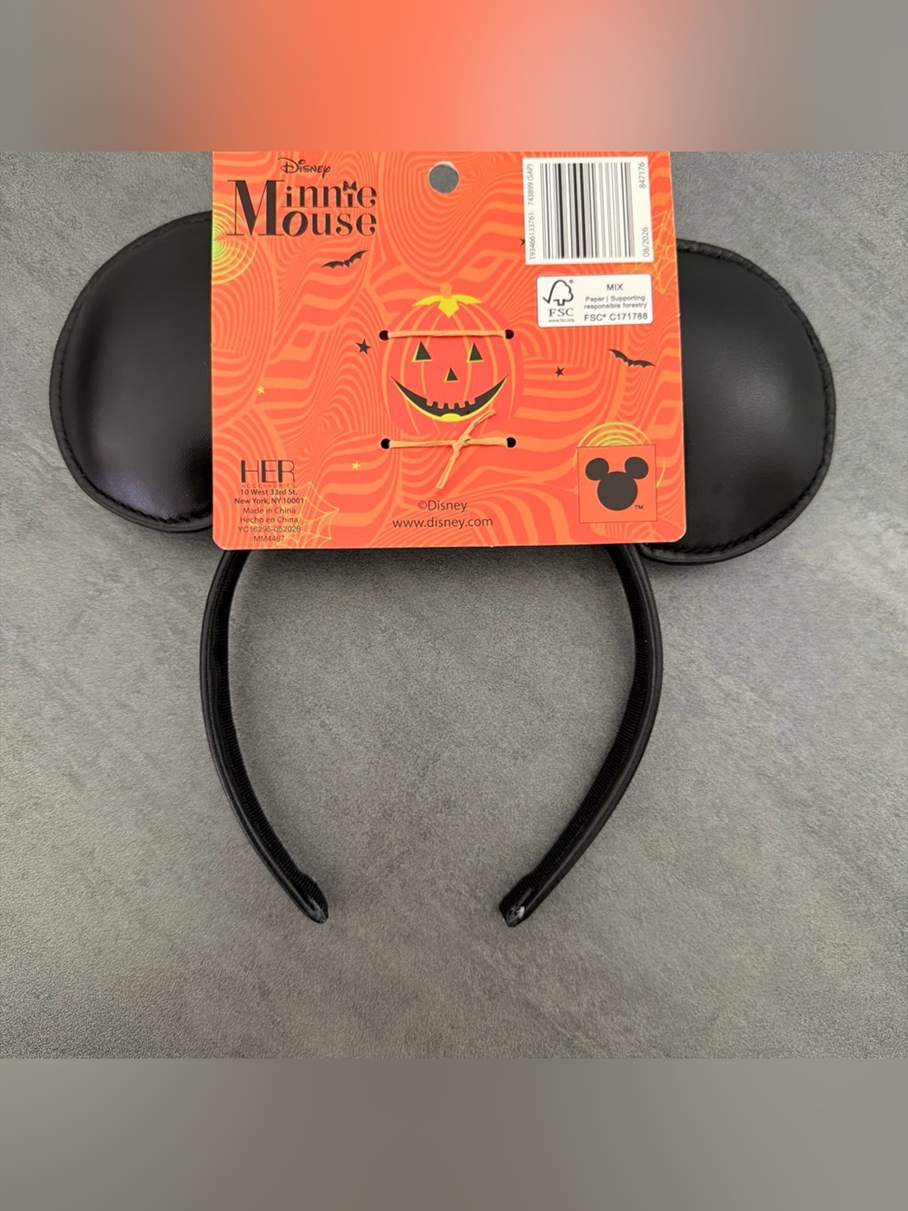 Disney Halloween Minnie Headband with Orange Sequin Bow and Black Pumpkin Ears - Picture 3 of 5